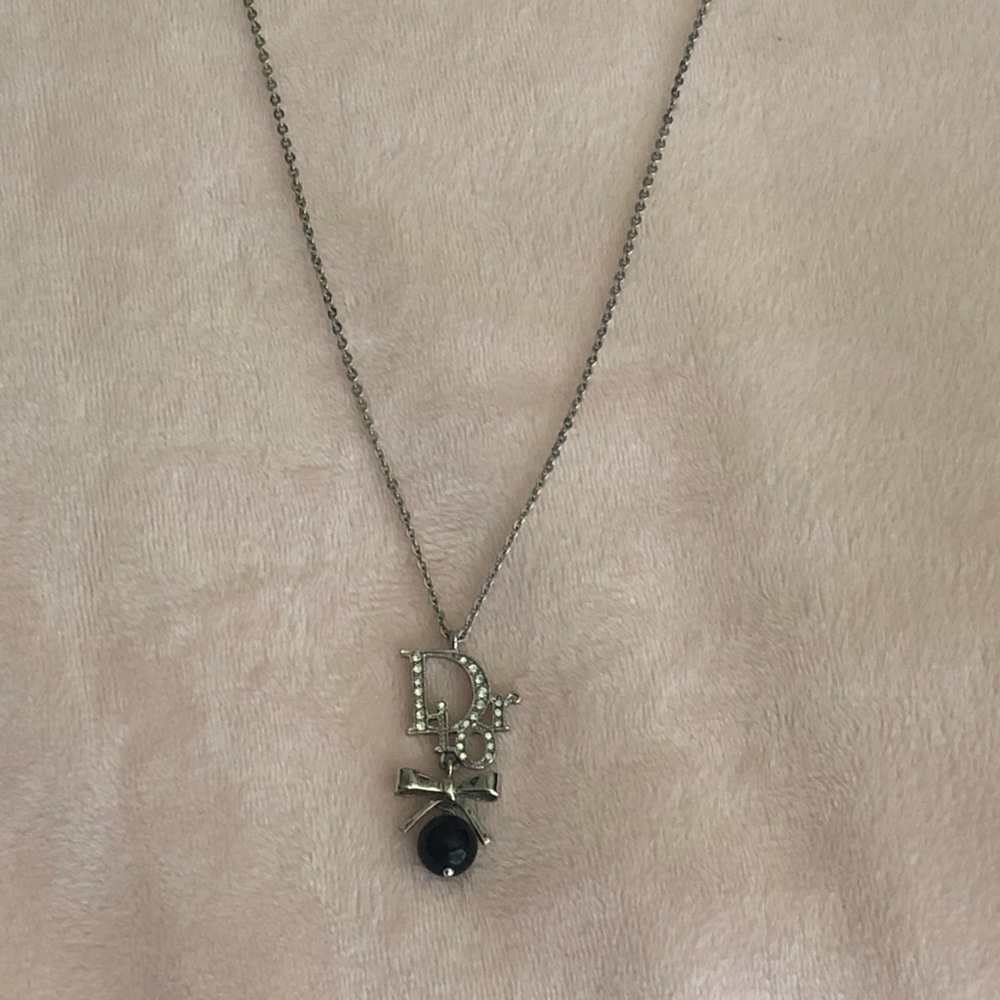 Dior Black Onyx Bow Necklace